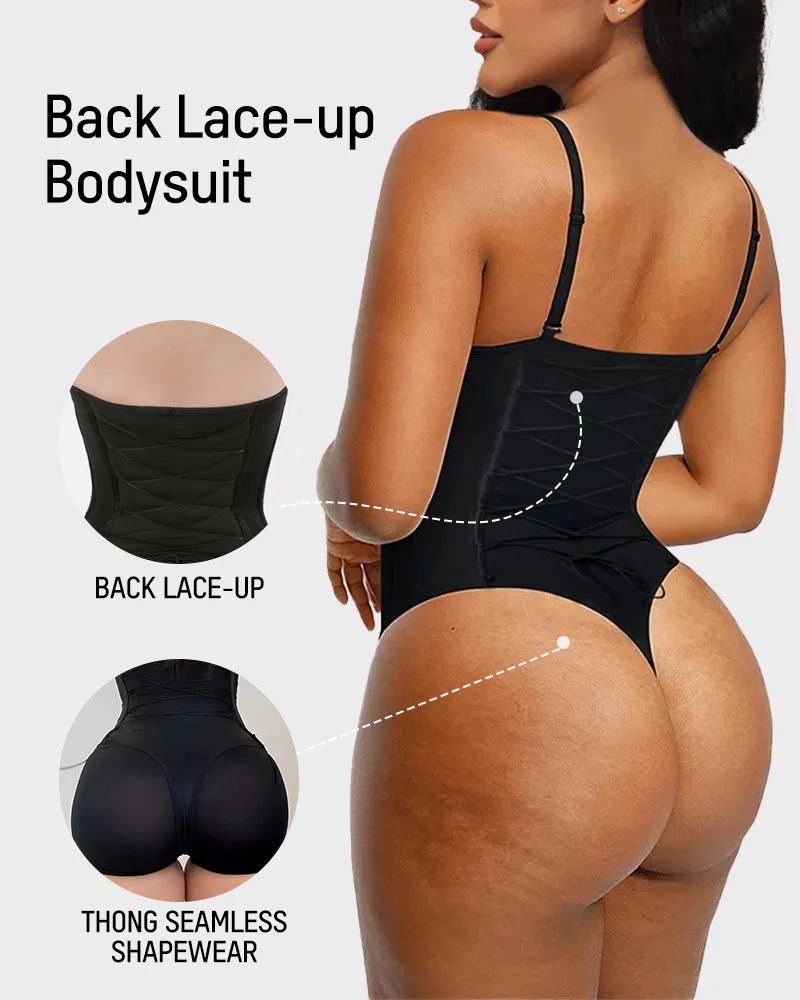Back Lace-Up Seamless Shapewear Bodysuit - Image 5
