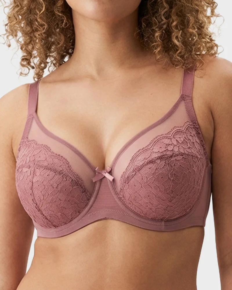 Breathable Lace Underwire Full Coverage Bra - Image 13
