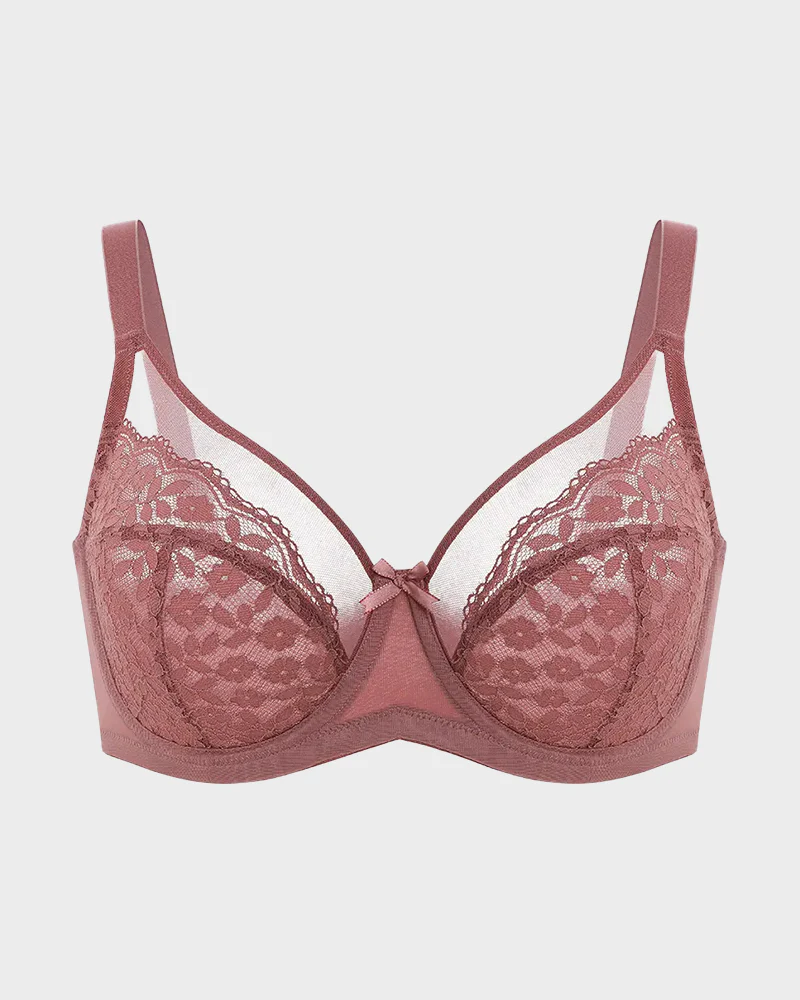 Breathable Lace Underwire Full Coverage Bra - Image 16