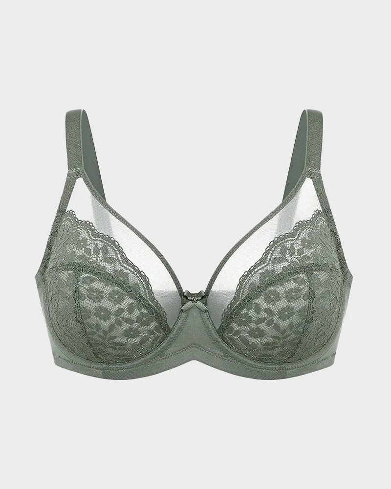 Breathable Lace Underwire Full Coverage Bra - Image 18