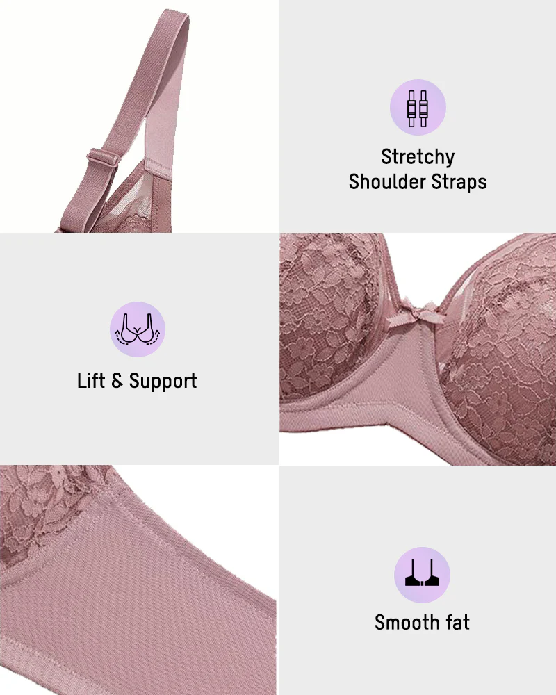Breathable Lace Underwire Full Coverage Bra - Image 3