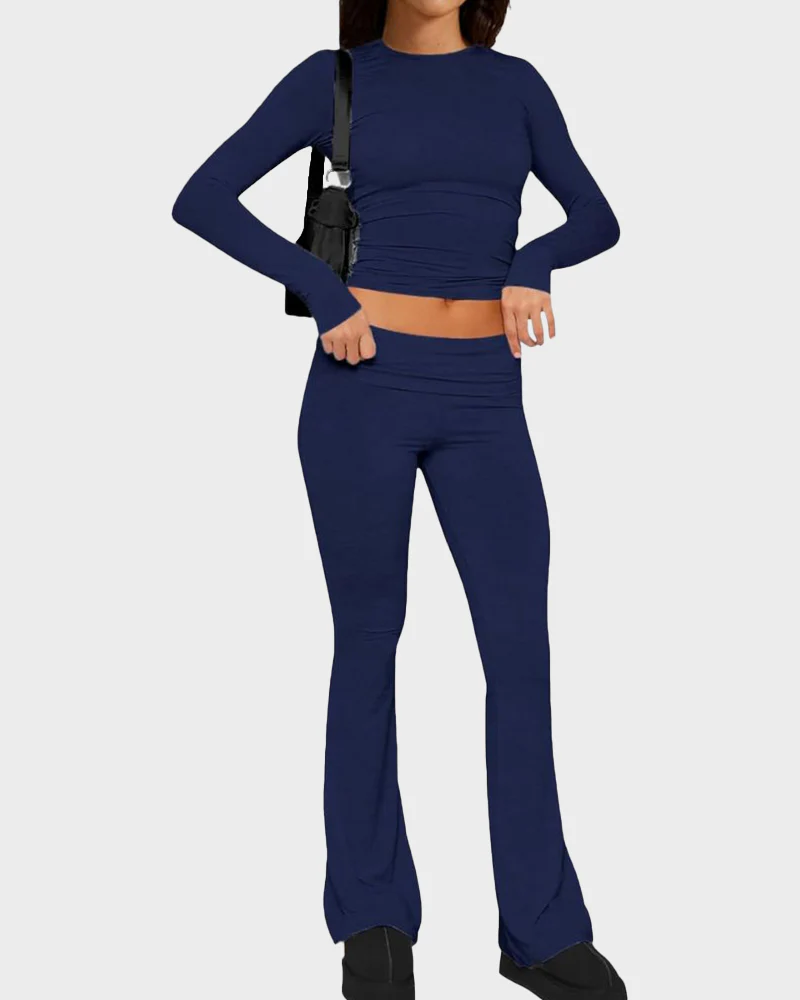 Women's 2-Piece Lounge Set: Tops & Flare Pants - Image 24