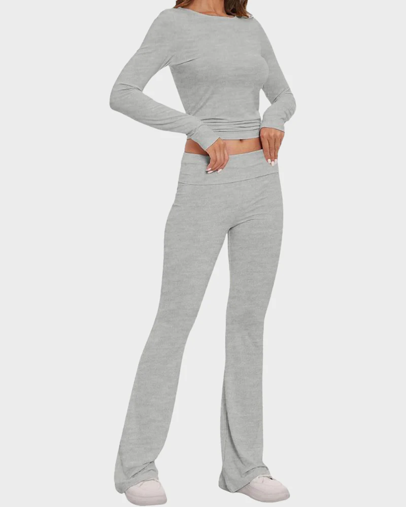 Women's 2-Piece Lounge Set: Tops & Flare Pants - Image 25
