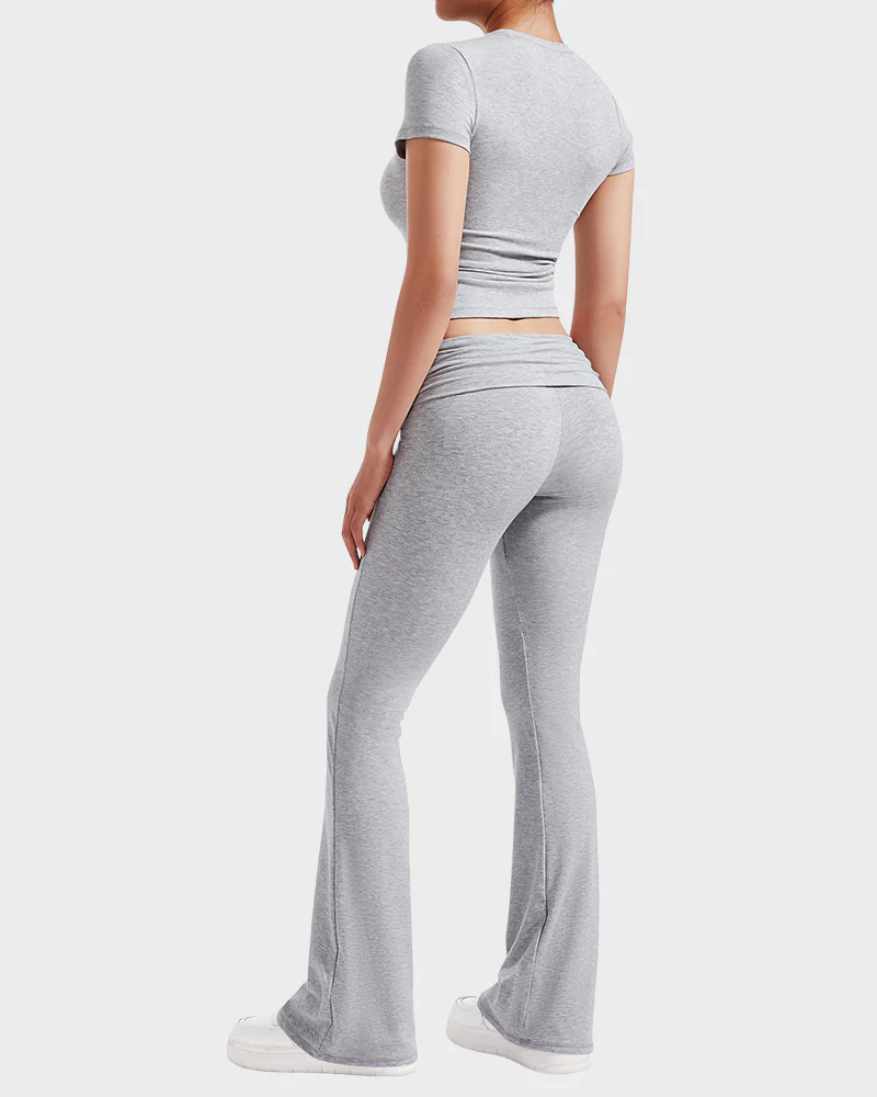 Women's 2-Piece Lounge Set: Tops & Flare Pants - Image 3