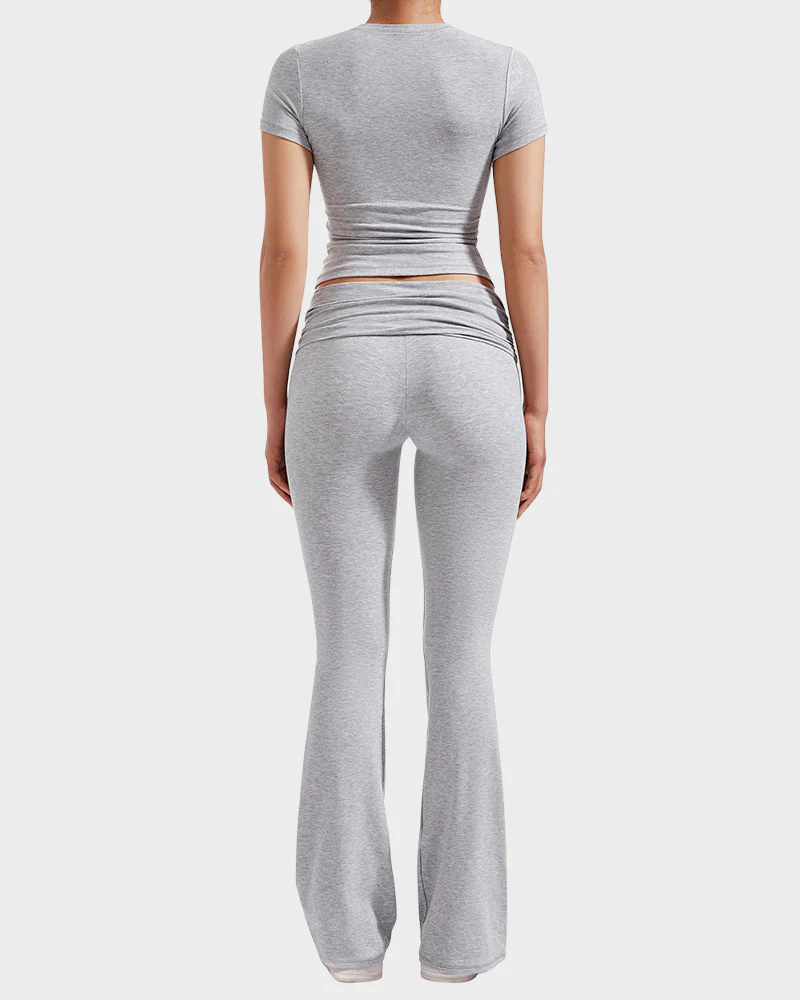 Women's 2-Piece Lounge Set: Tops & Flare Pants - Image 4