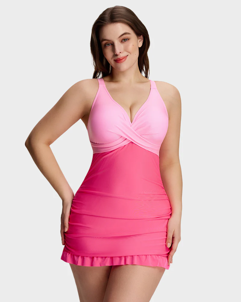 Deep V Cross-Back Ruched One-Piece Swimsuit - Image 13