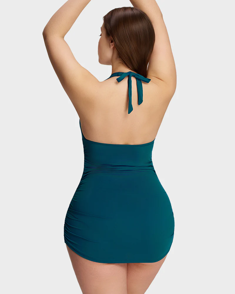 SculptSkin™ BackStage Halter V-Neck Swim Dress - Image 10