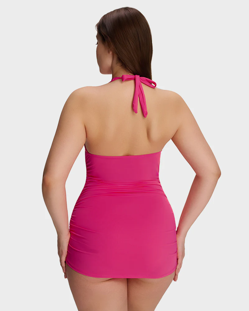 SculptSkin™ BackStage Halter V-Neck Swim Dress - Image 5