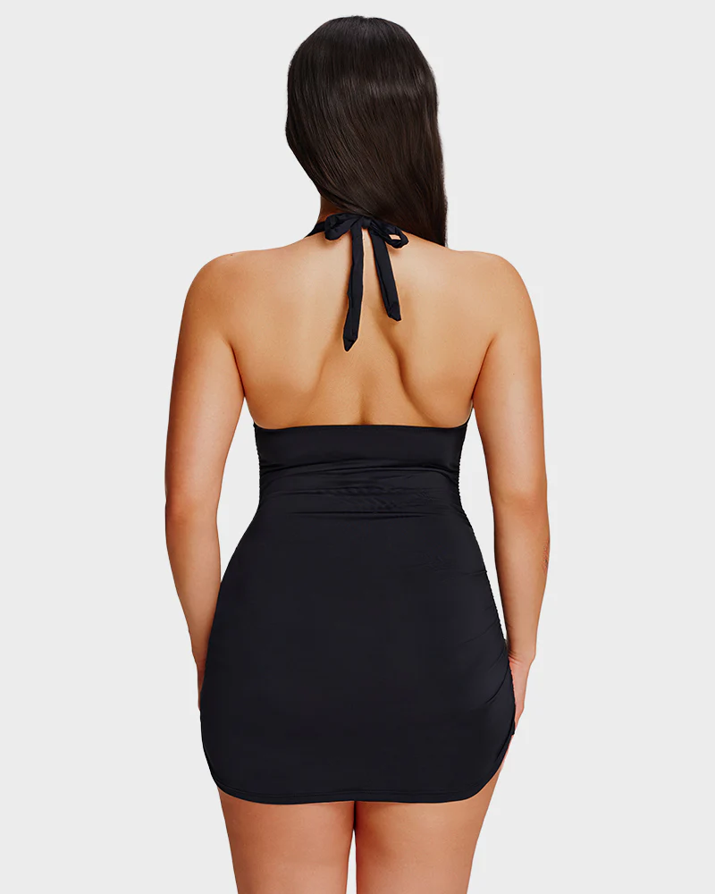 SculptSkin™ BackStage Halter V-Neck Swim Dress - Image 8