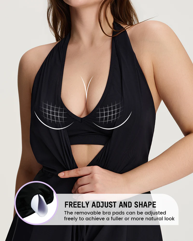 SculptSkin™ AirLift Halter V-Neck Swim Romper - Image 11