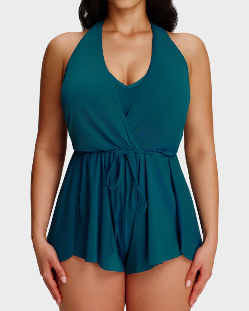 SculptSkin™ AirLift Halter V-Neck Swim Romper - Image 16
