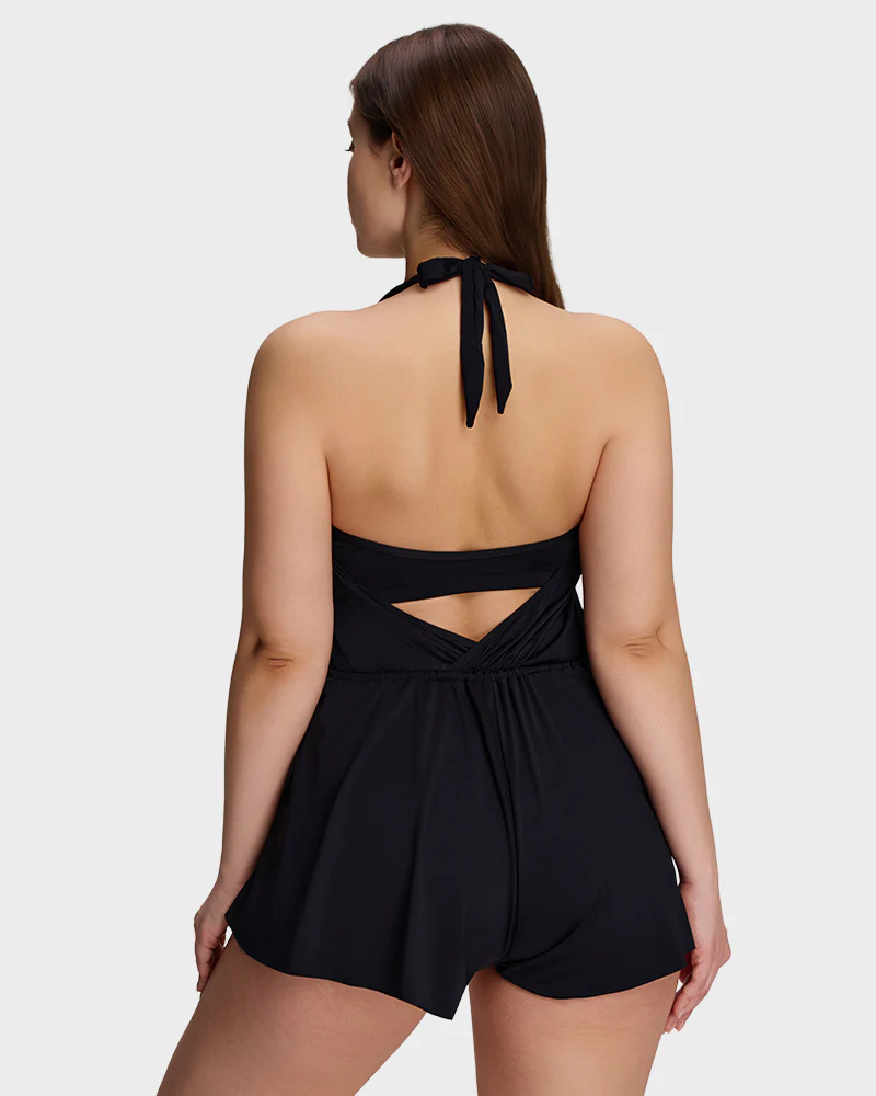 SculptSkin™ AirLift Halter V-Neck Swim Romper - Image 4