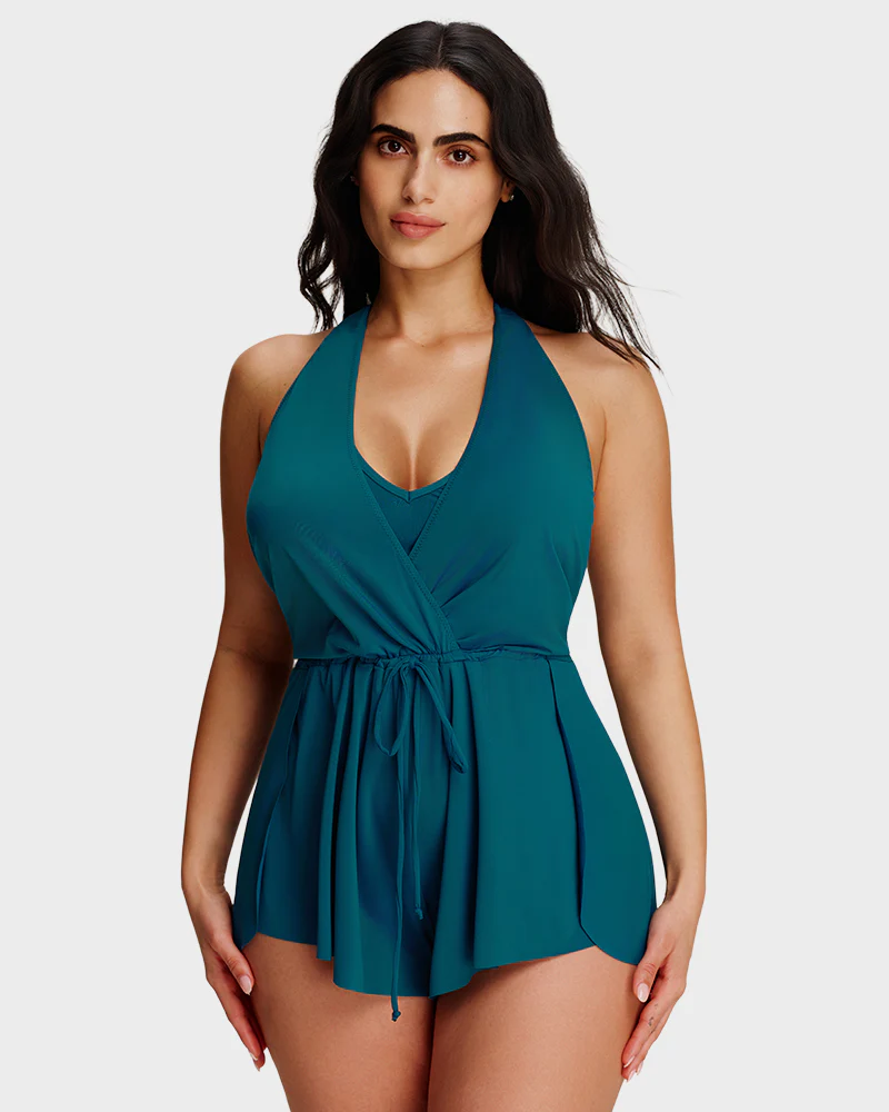 SculptSkin™ AirLift Halter V-Neck Swim Romper - Image 5