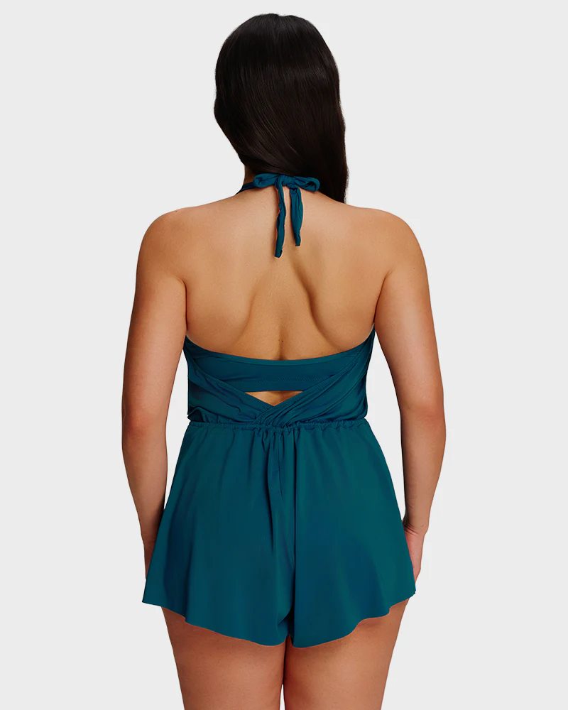 SculptSkin™ AirLift Halter V-Neck Swim Romper - Image 7
