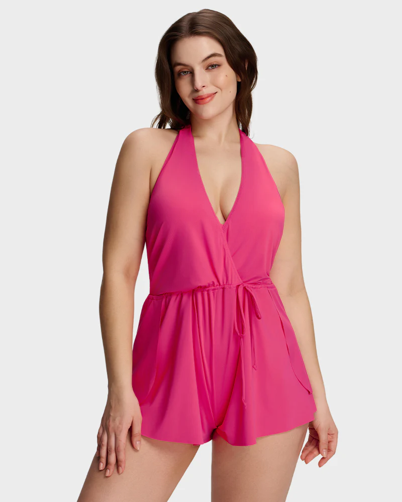 SculptSkin™ AirLift Halter V-Neck Swim Romper - Image 8