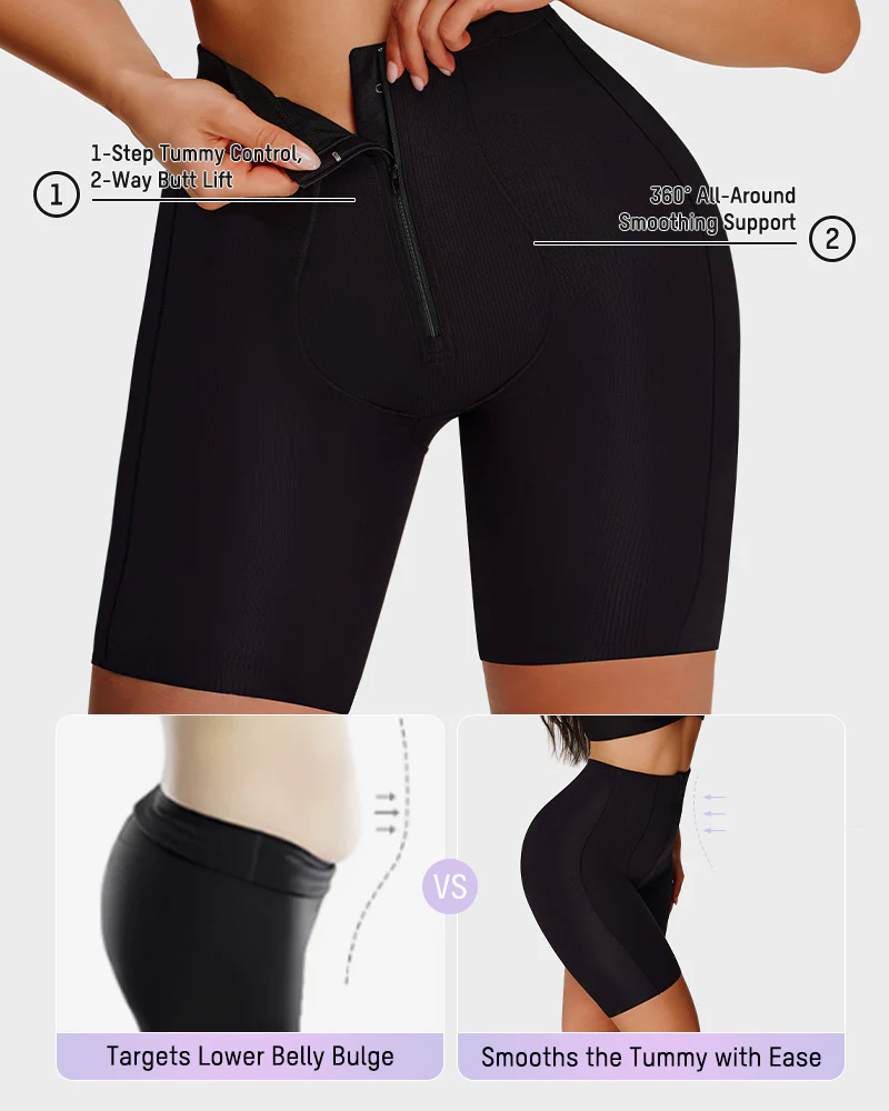 High-Waist Zip-Up Shaping Shorts - Image 11