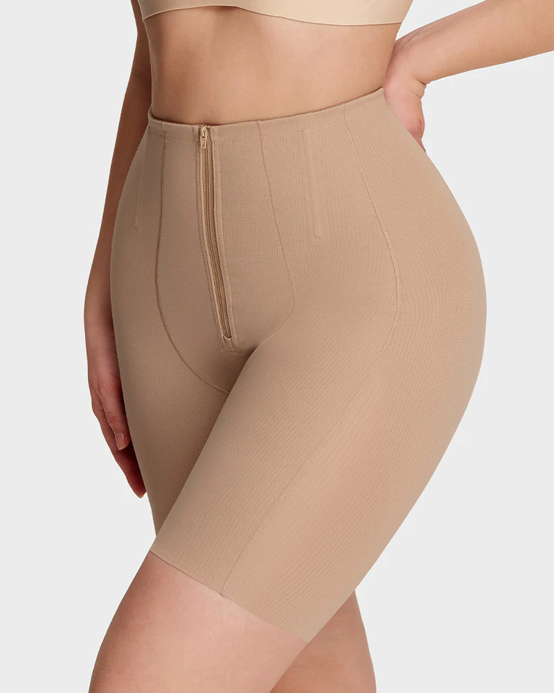 High-Waist Zip-Up Shaping Shorts - Image 3