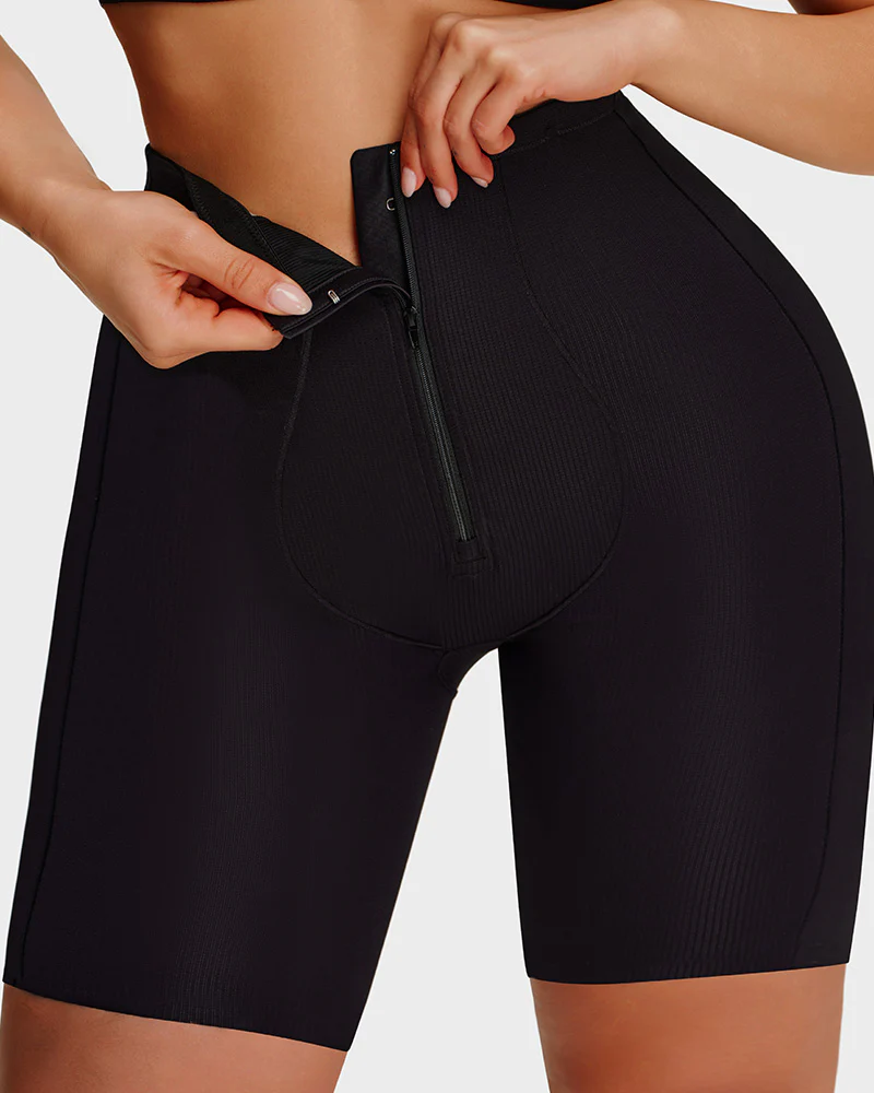 High-Waist Zip-Up Shaping Shorts - Image 8