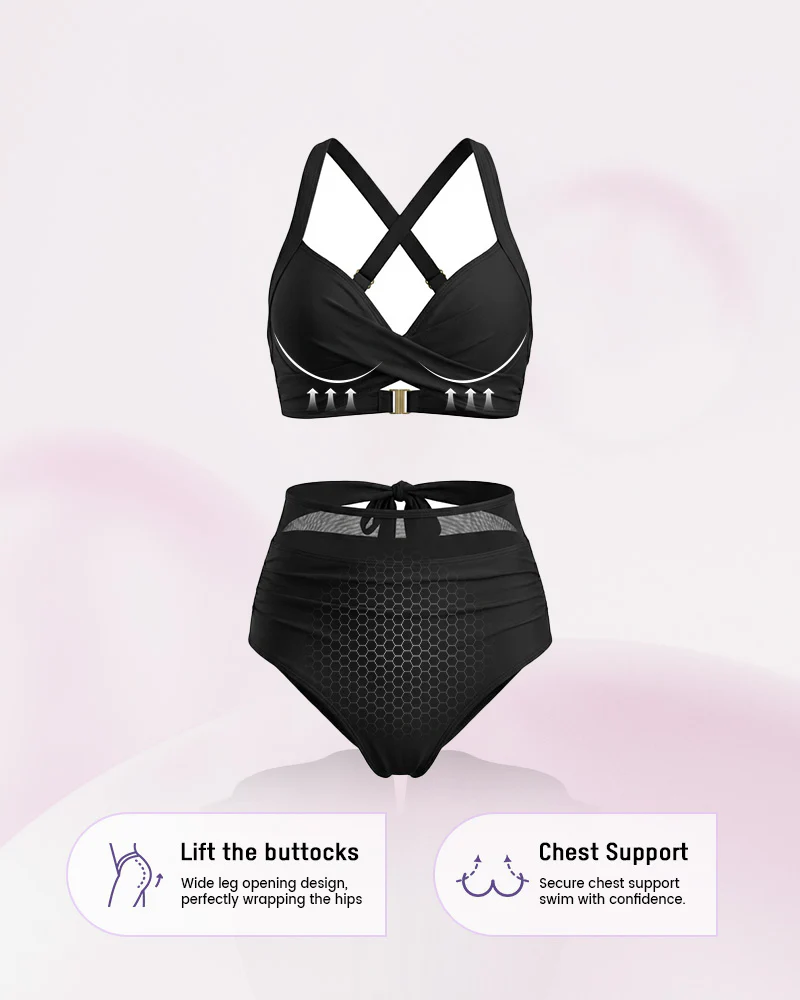 High-Waisted Tummy Control Mesh Bikini Set - Image 21