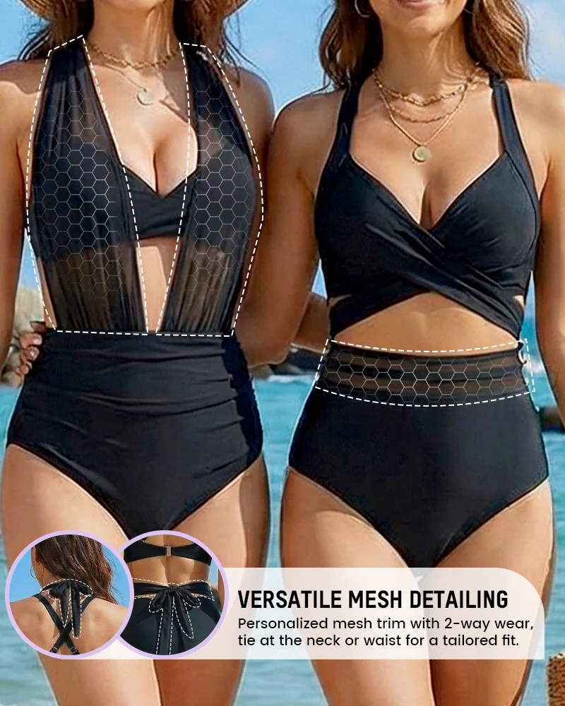 High-Waisted Tummy Control Mesh Bikini Set - Image 8