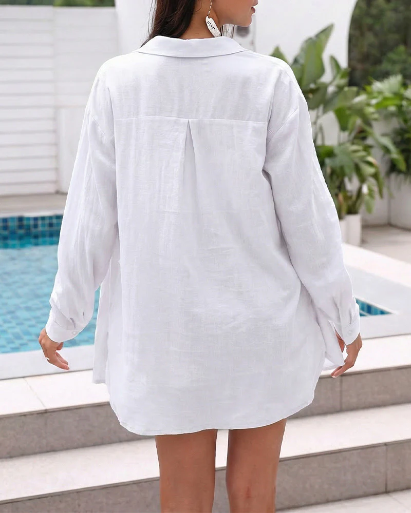 Lightweight Cotton Gauze Beach Cover-Up Shirt - Image 14