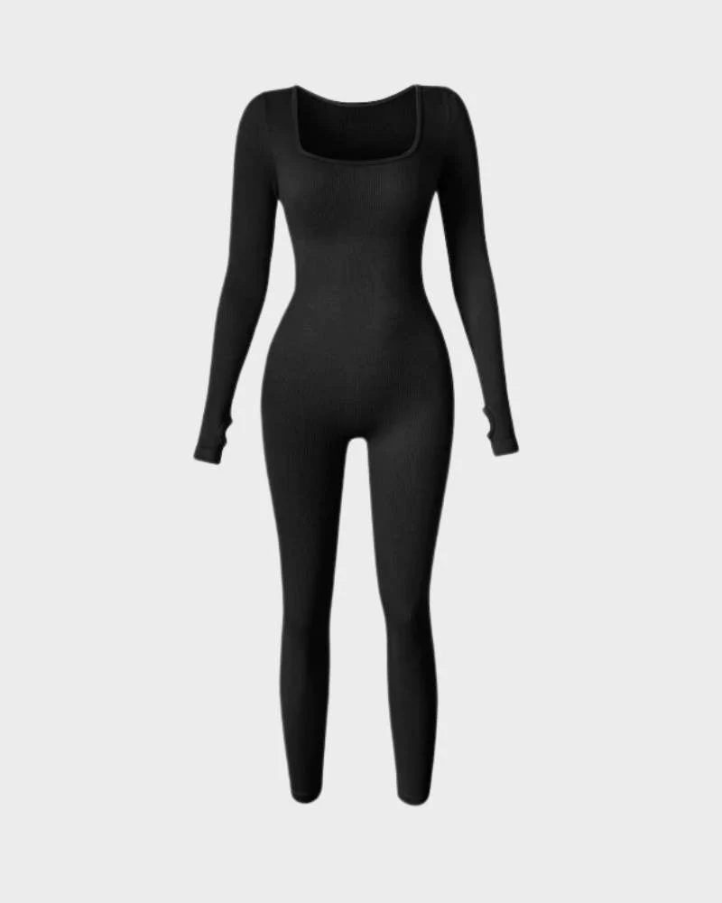 Long Sleeve Square Neck Full Body Shaper Jumpsuit - Image 7