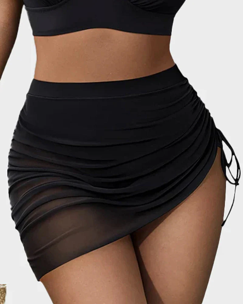 Mesh High Waisted Tummy Control Sarong Wraps Bikini Set - Image 26