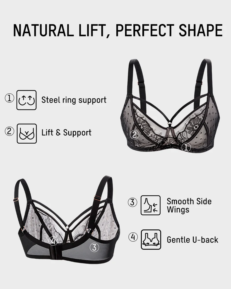 Plus Size Lace Full Coverage Minimizer Bra - Image 7