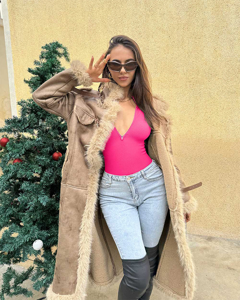 Ribbed Long Sleeve Half-Zip Shaping Bodysuit - Image 15