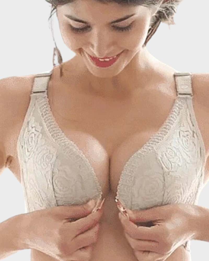 Rose Embroidery Front Closure Bra - Image 16