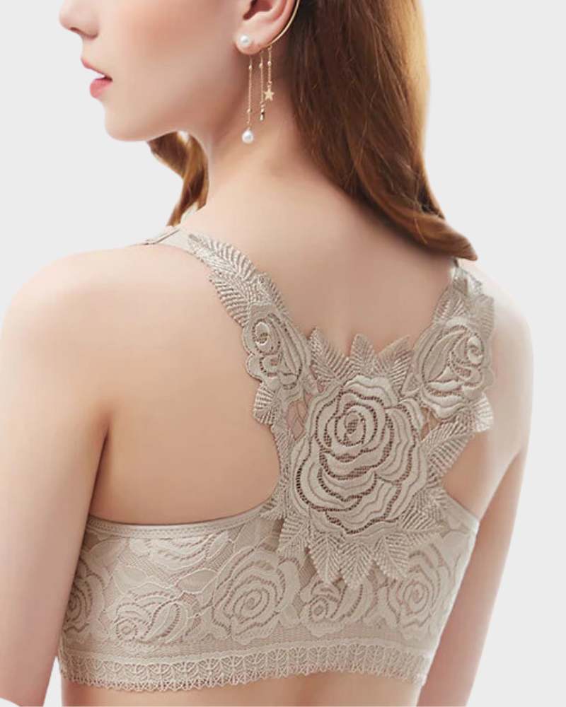 Rose Embroidery Front Closure Bra - Image 19