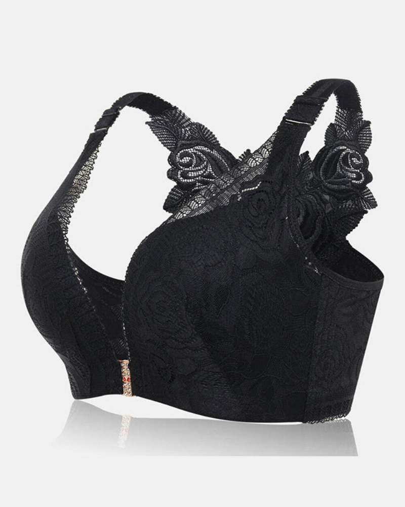 Rose Embroidery Front Closure Bra - Image 6