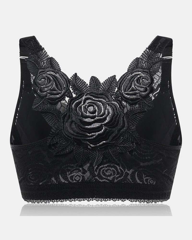 Rose Embroidery Front Closure Bra - Image 8