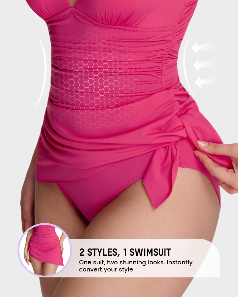 SculptSkin™ FlowFlair Side Tie Swim Dress - Image 12
