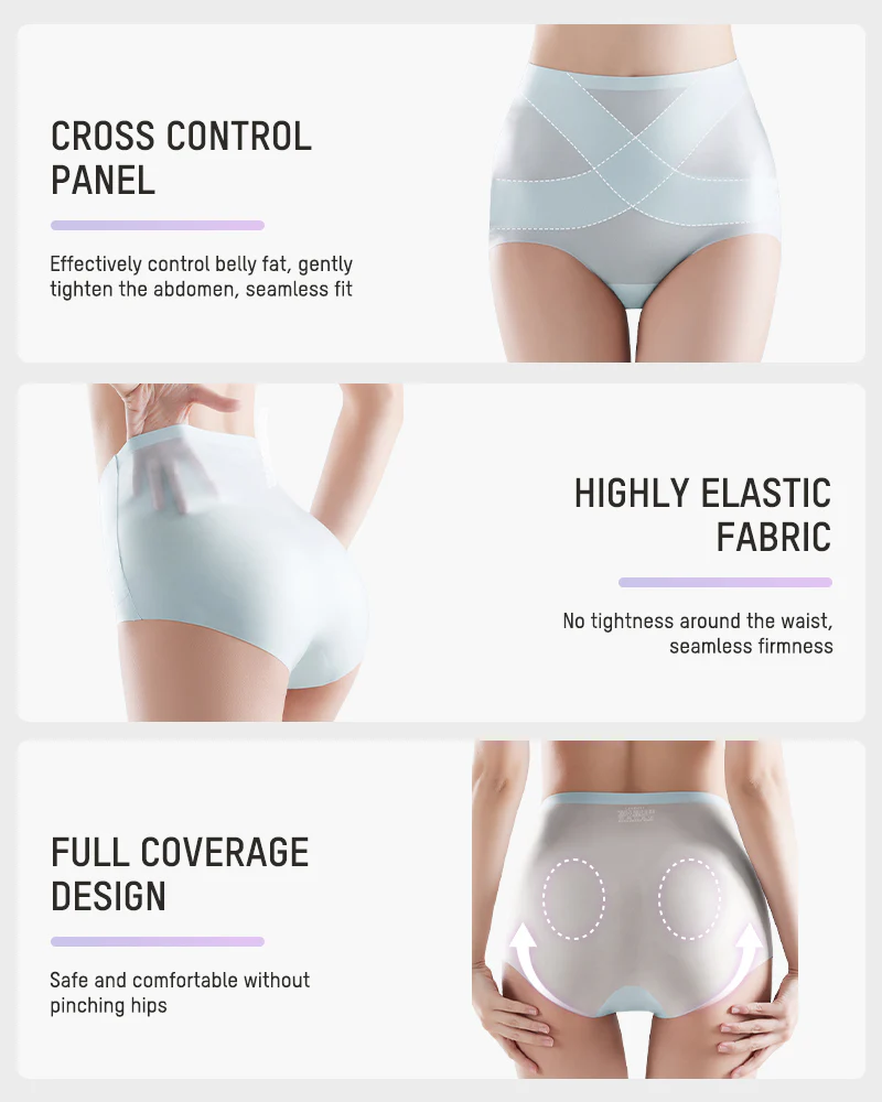 Seamless Ice-Silk High-Waist Tummy Control Panties (4 Pack) - Image 8