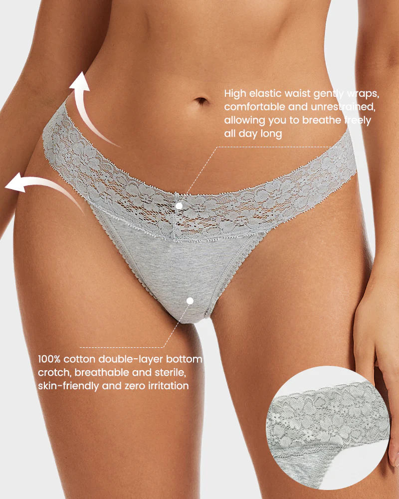 Seamless Low-Rise Lace Thong Panties (3 Pack) - Image 5