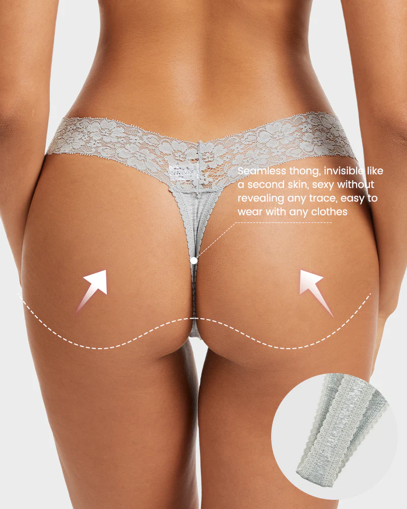 Seamless Low-Rise Lace Thong Panties (3 Pack) - Image 6