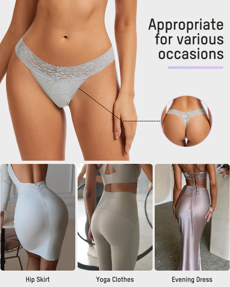 Seamless Low-Rise Lace Thong Panties (3 Pack) - Image 9