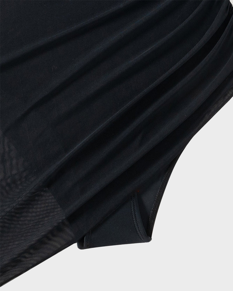 Slimming Mesh Sheer Sarong Wraps Bathing Suit - Image 27