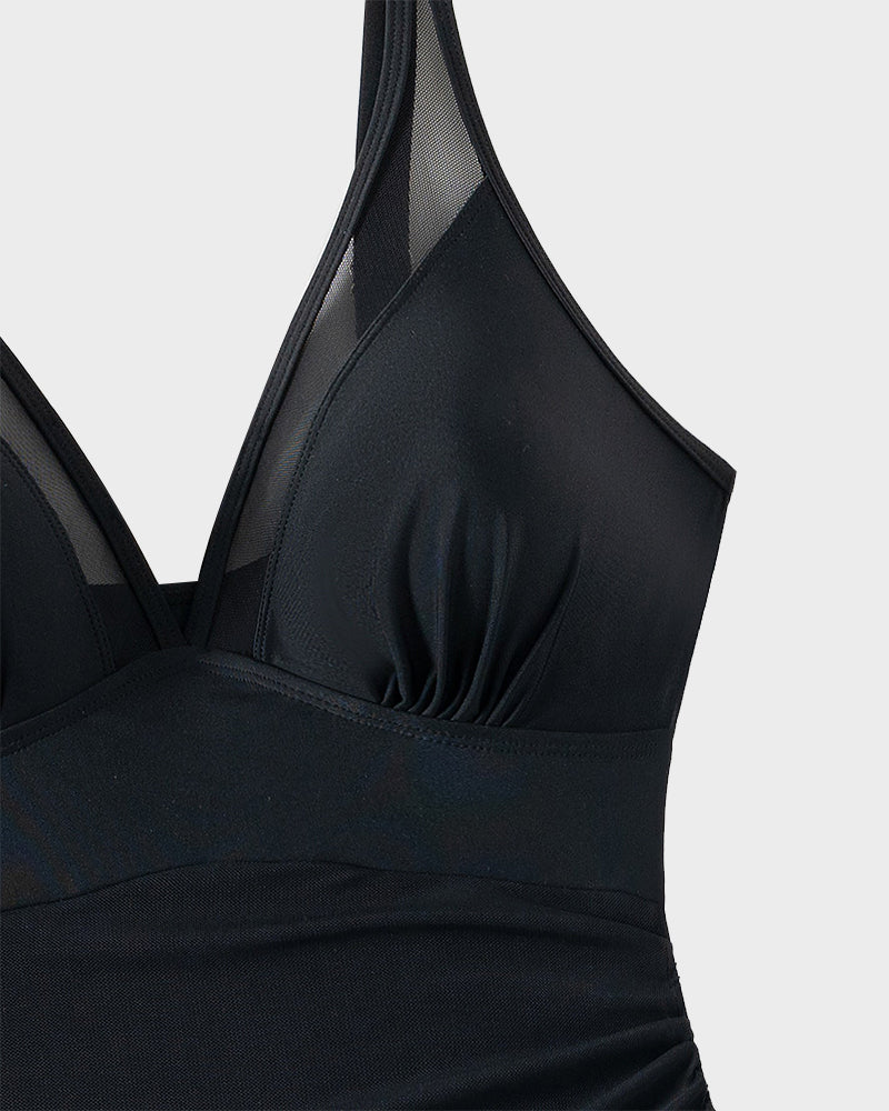 Slimming Mesh Sheer Sarong Wraps Bathing Suit - Image 28