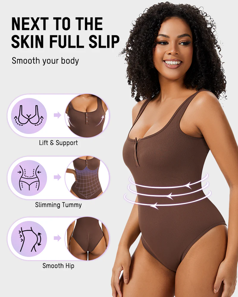 Snap Button Triangle Shaping Bodysuit - Image 5