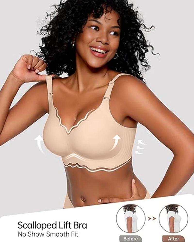 Soft Full Coverage Scalloped Wireless Jelly Bra - Image 7