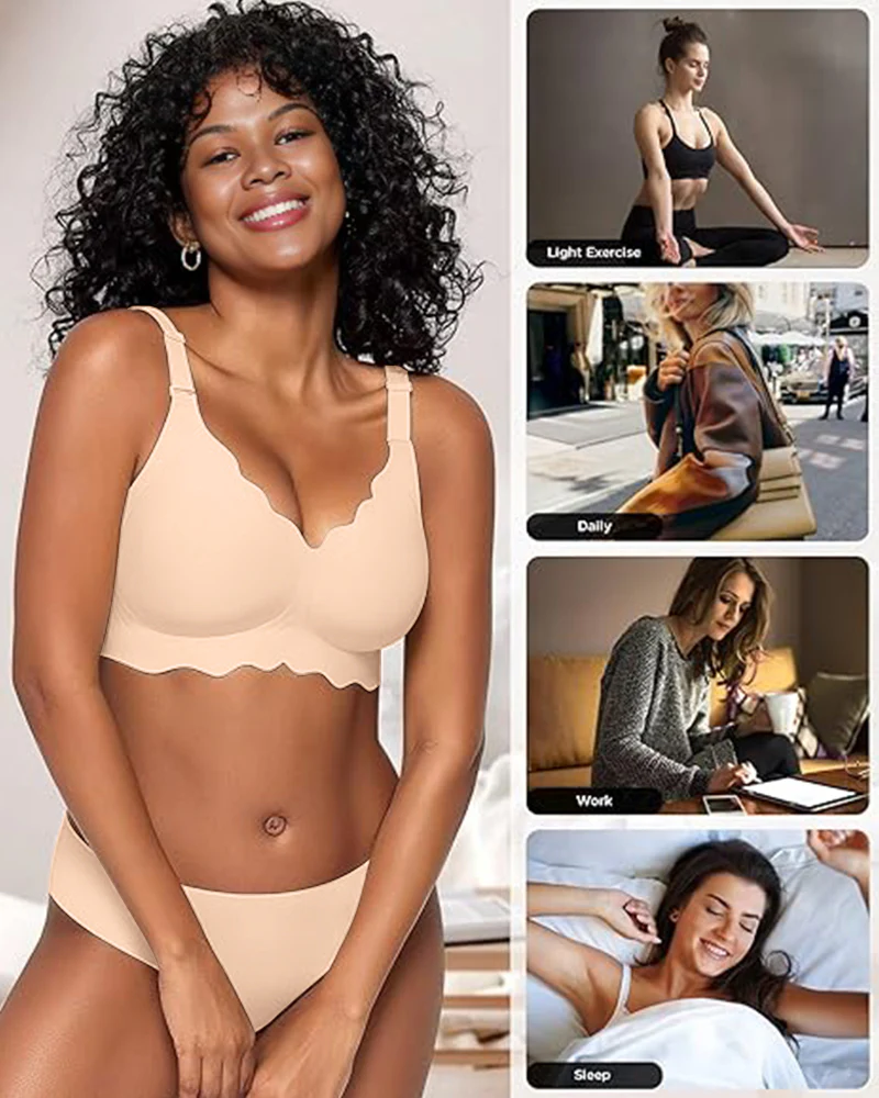 Soft Full Coverage Scalloped Wireless Jelly Bra - Image 8