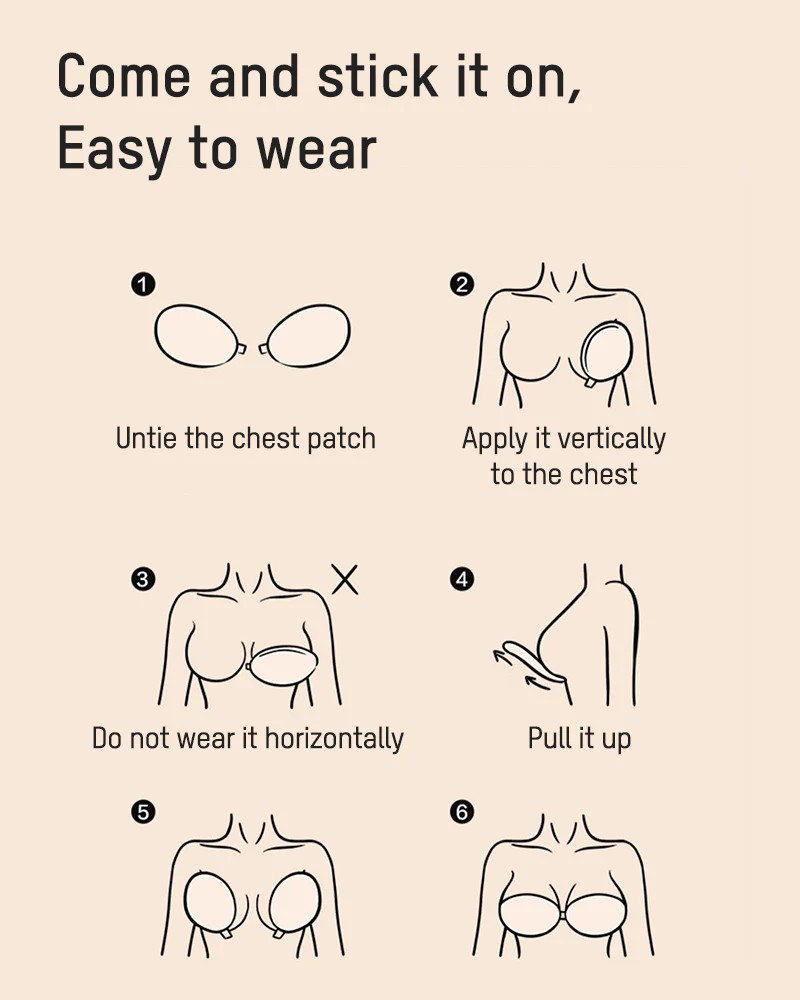 Front Closure Adhesive Invisible Push-Up Bra(2 Pairs) - Image 15