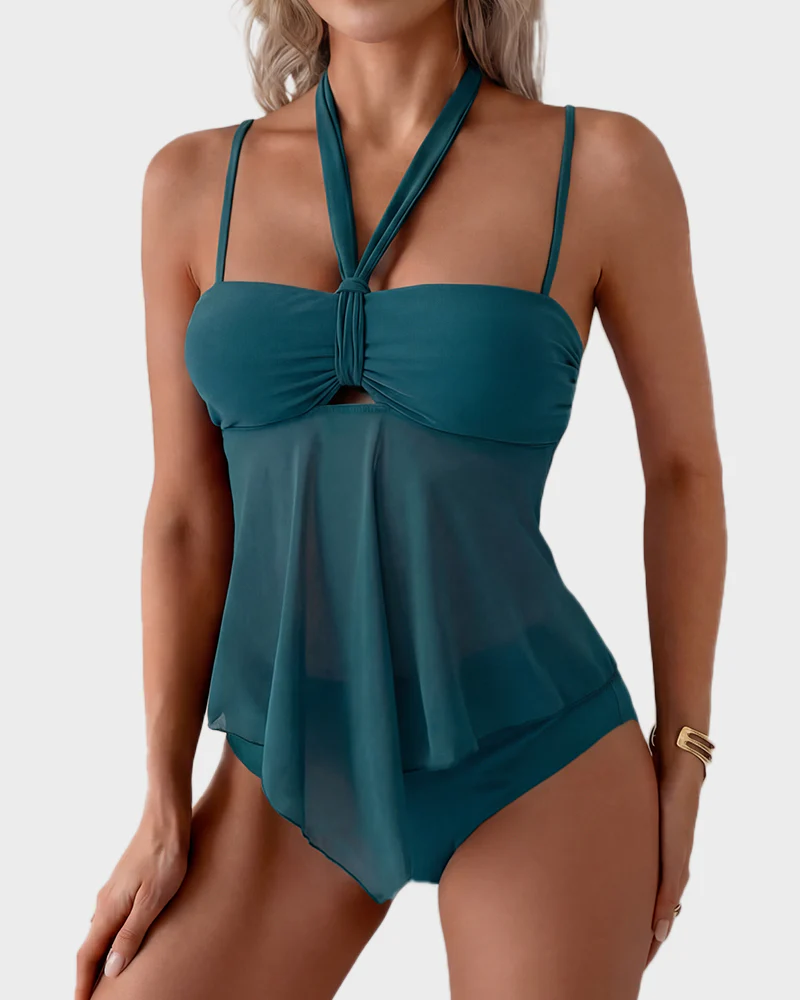 Twist-Front Halter Tummy Control Tankini - Image 26