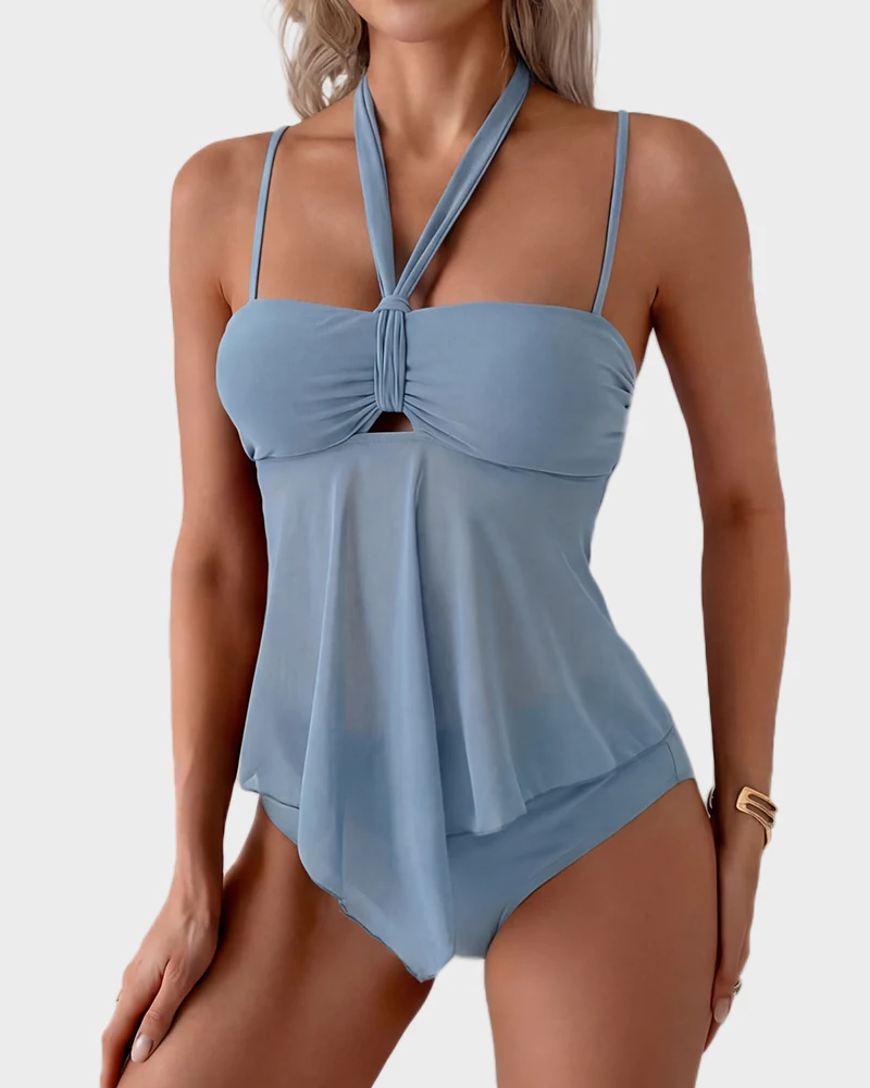 Twist-Front Halter Tummy Control Tankini - Image 27