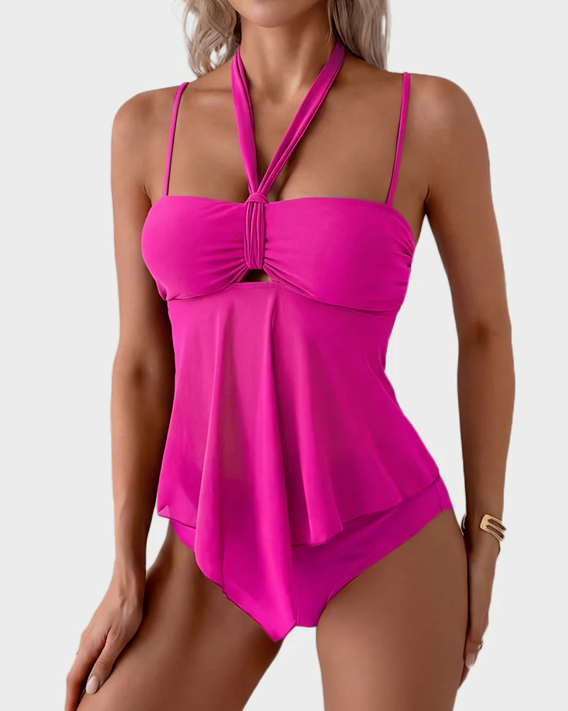 Twist-Front Halter Tummy Control Tankini - Image 28