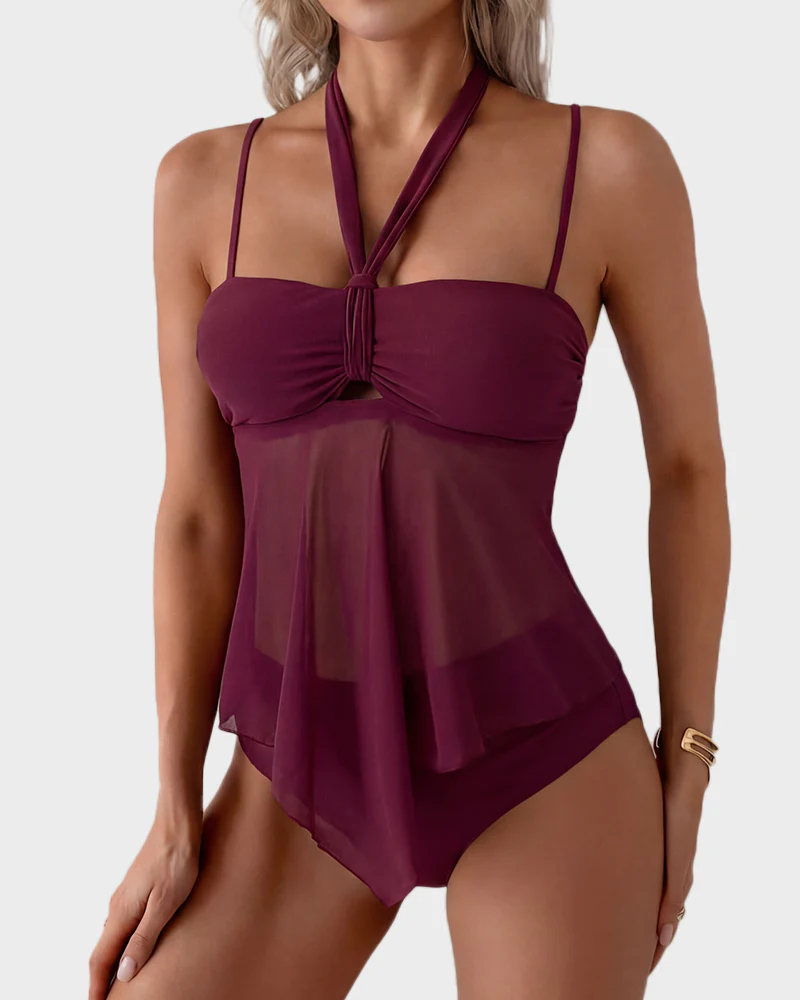 Twist-Front Halter Tummy Control Tankini - Image 29