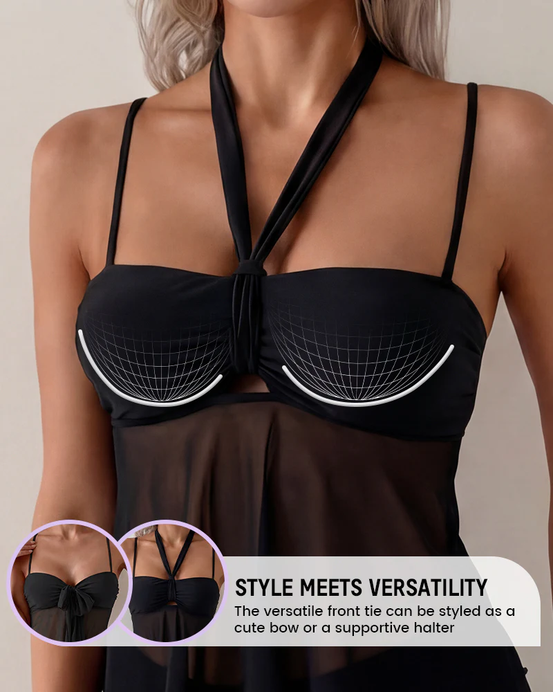 Twist-Front Halter Tummy Control Tankini - Image 3