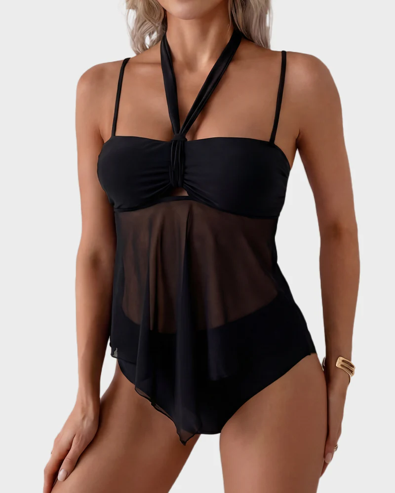 Twist-Front Halter Tummy Control Tankini - Image 30